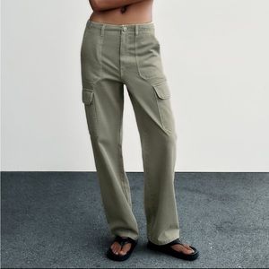 Zara High Rise TRF Straight Leg Cargo Pants